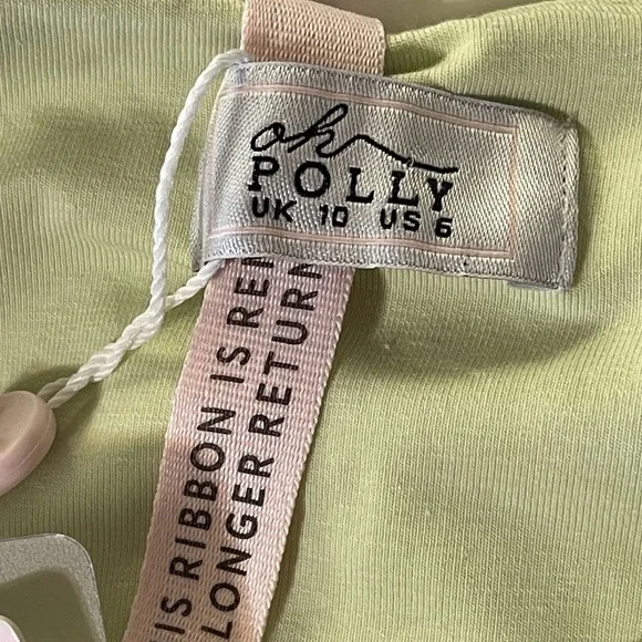 Oh Polly Lime Green Ruched Bodycon Mini Dress Club-Girl Y2K Baddie Size 6 NWT - Picture 11 of 11